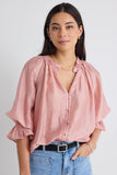 By Rosa Encounter Textured Gathered Button Top