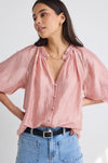 By Rosa Encounter Textured Gathered Button Top