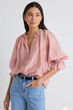 By Rosa Encounter Textured Gathered Button Top