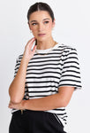 Re:Union Binding Black White Stripe Boxy Fit Tee