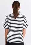 Re:Union Binding Black White Stripe Boxy Fit Tee