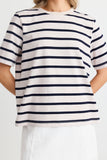 Re:Union Binding Ecru Navy Stripe Boxy Fit Tee