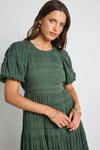 Ivy + Jack Graceful Forest Bubble Sleeve Tiered Maxi Dress