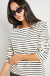 Re:Union Maple Black Stripe Boatneck LS Top