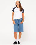 Rusty Low Rise Wide Leg Denim Jort