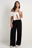 Stories be Told Townie Onyx Velvet Stripe Side Wide Leg Pants