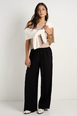 Stories be Told Townie Onyx Velvet Stripe Side Wide Leg Pants