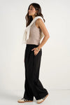 Stories be Told Townie Onyx Velvet Stripe Side Wide Leg Pants