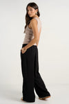 Stories be Told Townie Onyx Velvet Stripe Side Wide Leg Pants