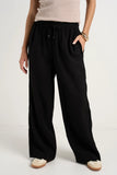 Stories be Told Townie Onyx Velvet Stripe Side Wide Leg Pants