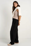 Stories be Told Townie Onyx Velvet Stripe Side Wide Leg Pants