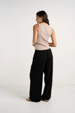 Stories be Told Townie Onyx Velvet Stripe Side Wide Leg Pants